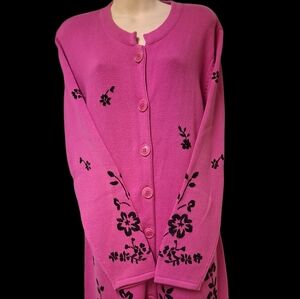 Floral Pink Cardigan Sweater